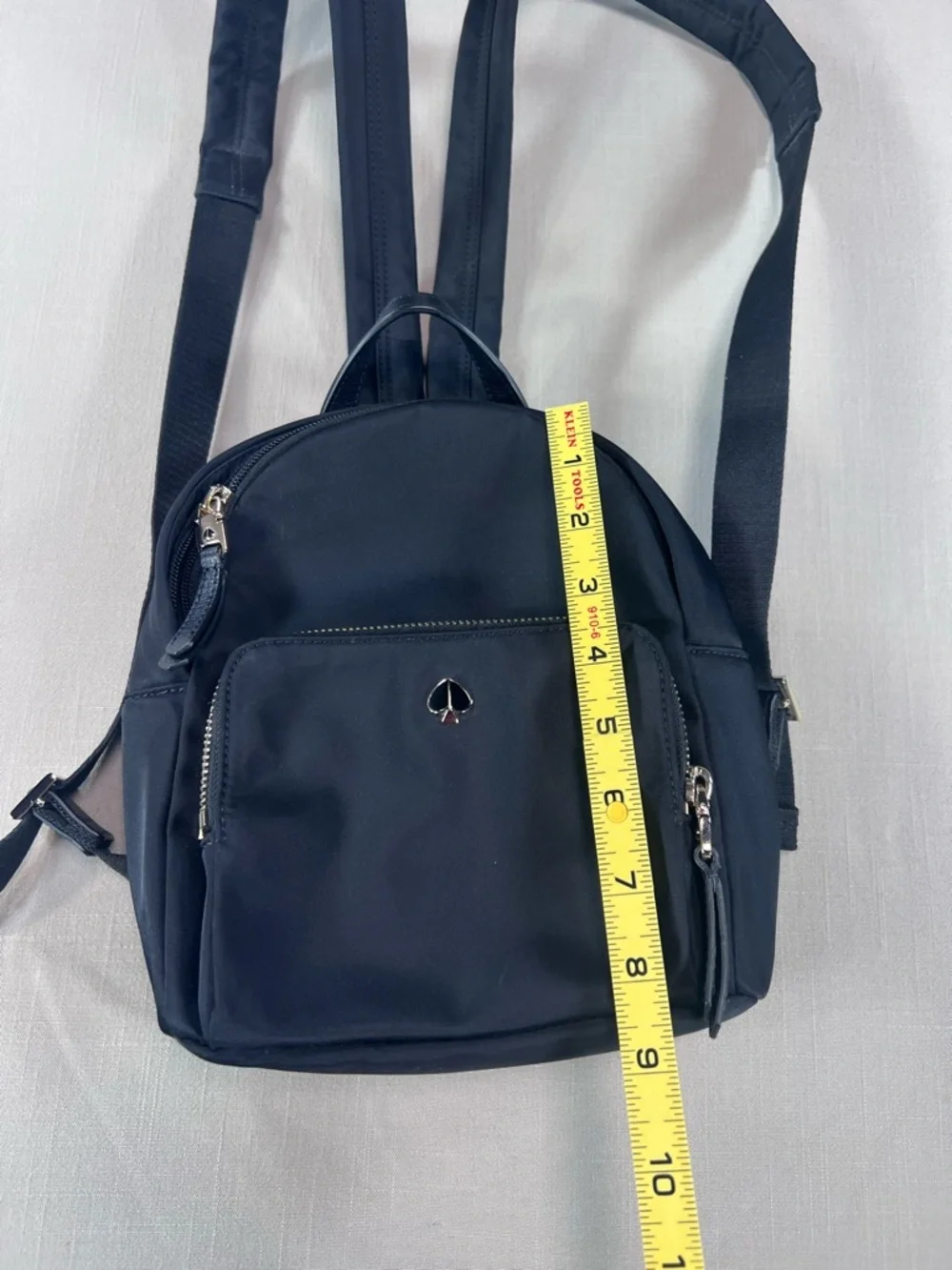Kate Spade Mini Backpack Black Nylon Silver Spade Hardware Zip Pockets Purse